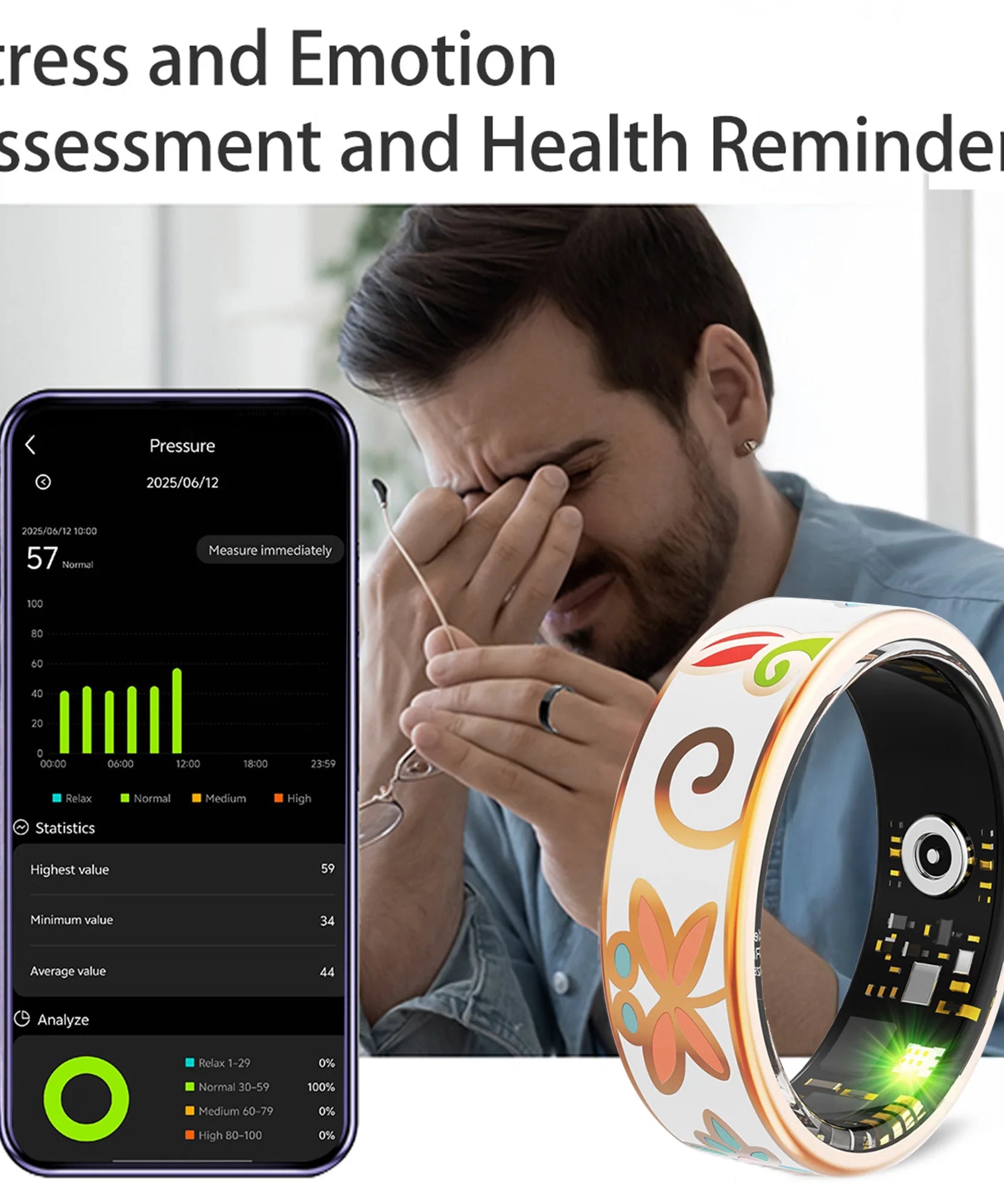 NEW Healthy Smart Ring 5 ATM Waterproof Wireless Call Heart Rate/Sleep/Blood Oxygen Monitoring For Xiaomi Android/IOS Men Women