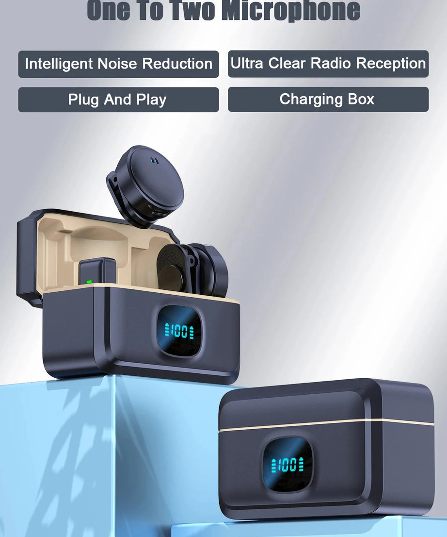 Lavalier Microphone 2.4GHz Wireless Microphone Magnetic Suction Microphone With Charging Case For Video Recording Plug and Play