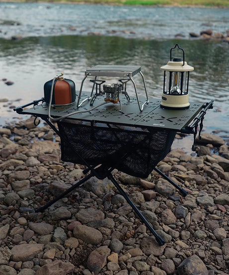 WESTTUNE Camping Folding Table Portable Aluminum Alloy Lightweight Table with Accessories Multifunctional Outdoor Table