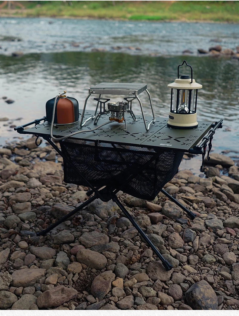 WESTTUNE Camping Folding Table Portable Aluminum Alloy Lightweight Table with Accessories Multifunctional Outdoor Table