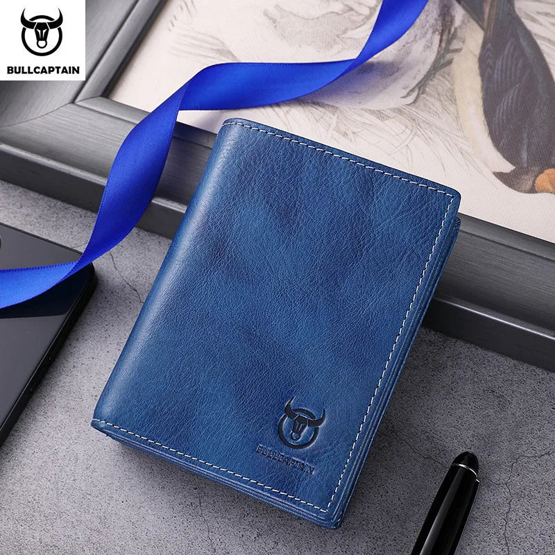 BULLCAPTAIN New 100% Leather Men's Wallet High Quality Product Leather Men's Wallet Multifunctional Card Slot Short Wallet QB017