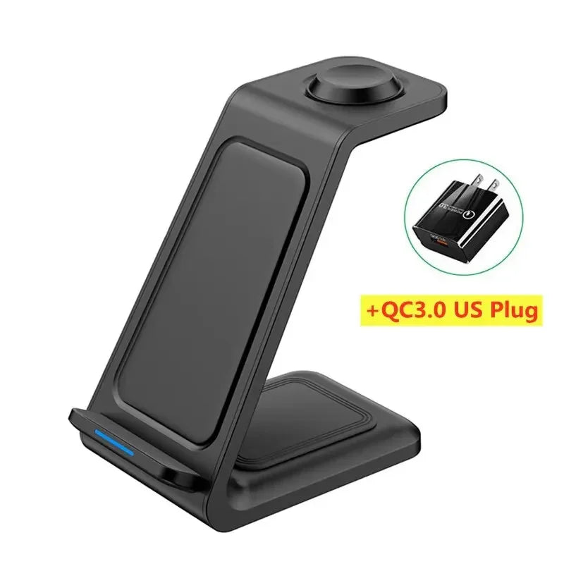 3 In 1 Wireless Charger Stand 30W Fast Charging Station for iPhone 16 15 14 13 12 11 iWatch 10/9/8/7 Ultra Airpods Phone Holder