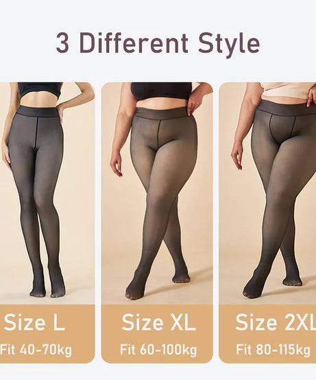 Thermal Stockings Women Fleece Lined Tights Warm Winter High Waist Sexy Translucent Black Pantyhose Thermal Legging Tights Women