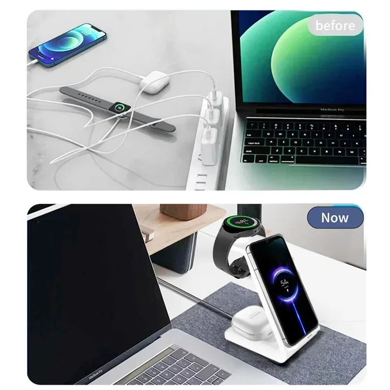 3 in 1 100W Travel Wireless Chargers For Samsung Galaxy S24/S23 Watch 7/6 Classic 5/4/3/2 Ultra Buds 3/2 Pro Plus Fast Charging