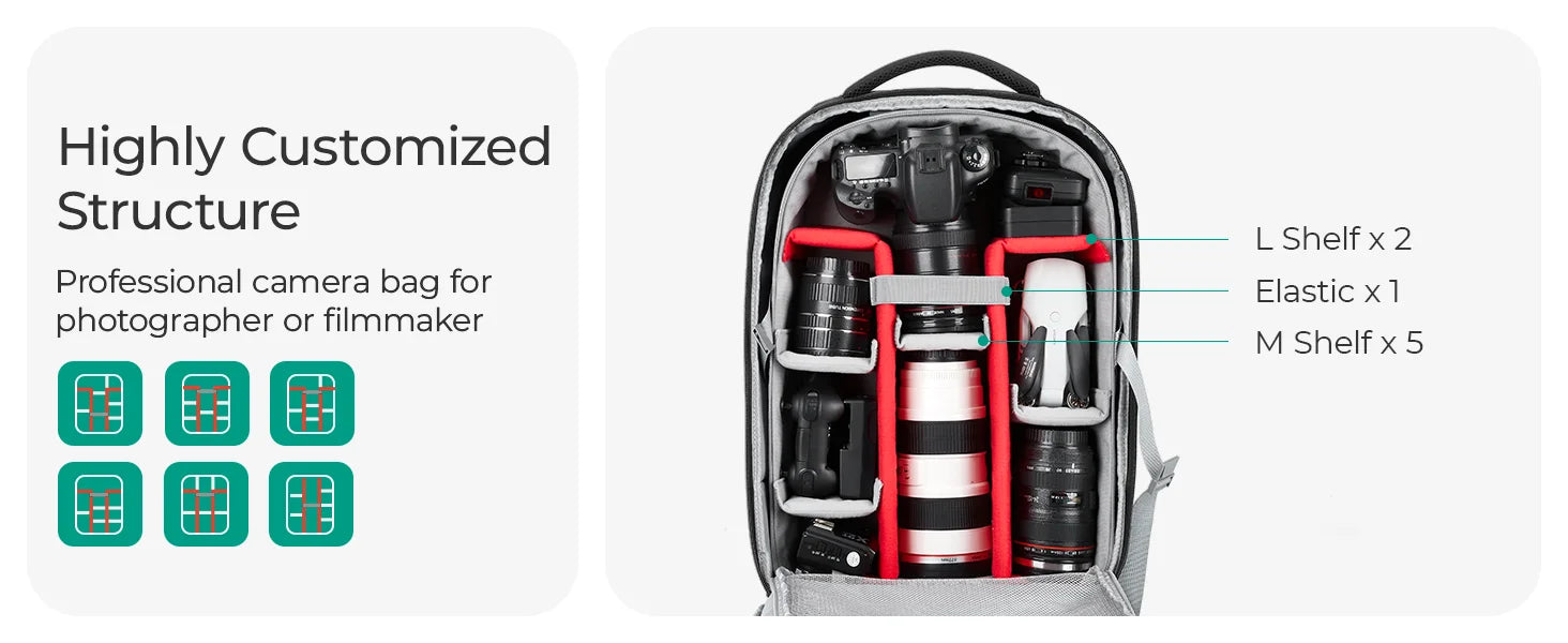 BAGSMART Rolling Camera Bag Photographer Backpack for DSLRs Professional Roller Photo Bags Photographic Rolling Travel Suitcase