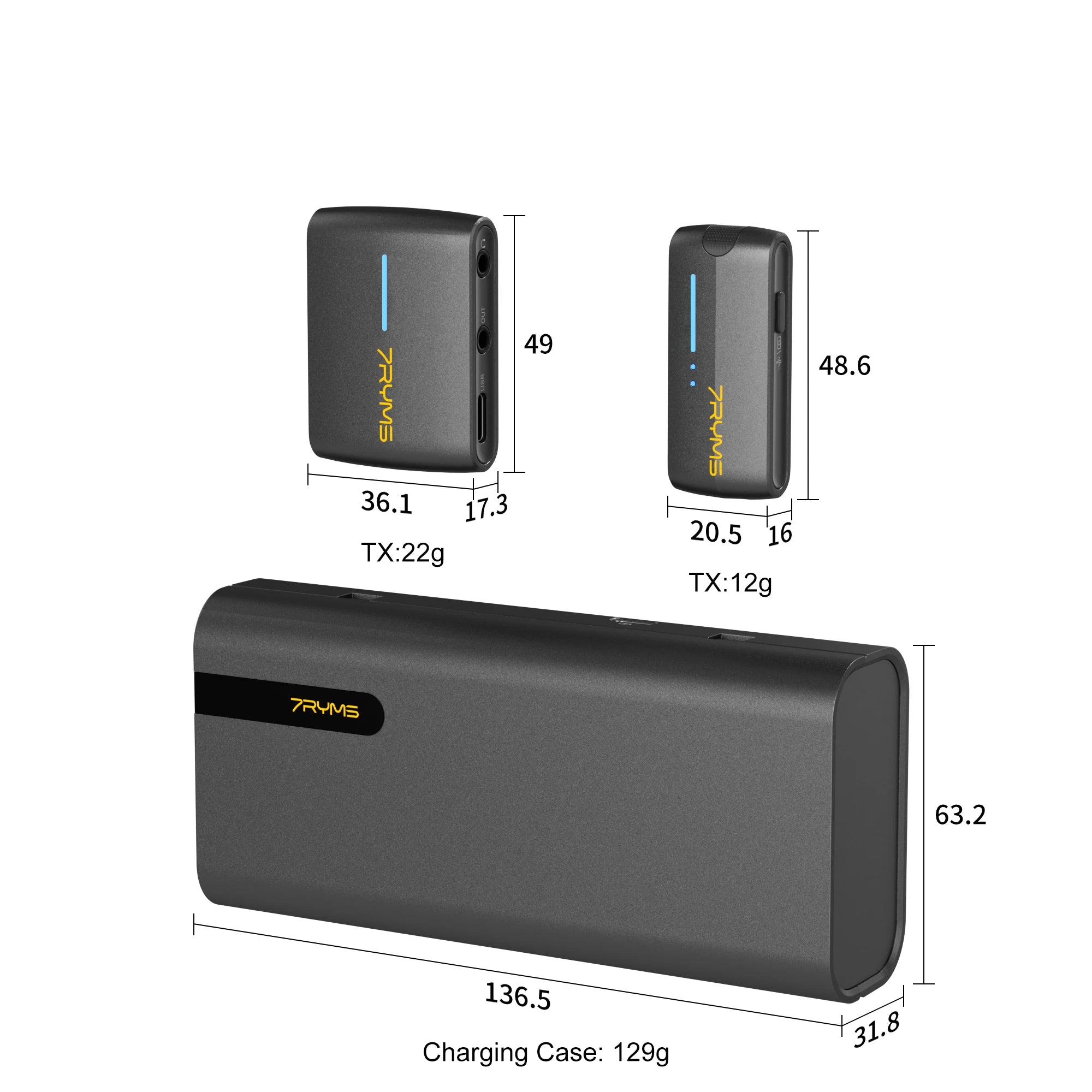 7Ryms iRay DW40 Wireless Lavalier Microphone with 4 Transmitters,48kHz/24bit Recording,AI Denoise for Camera,SmartPhone and PC