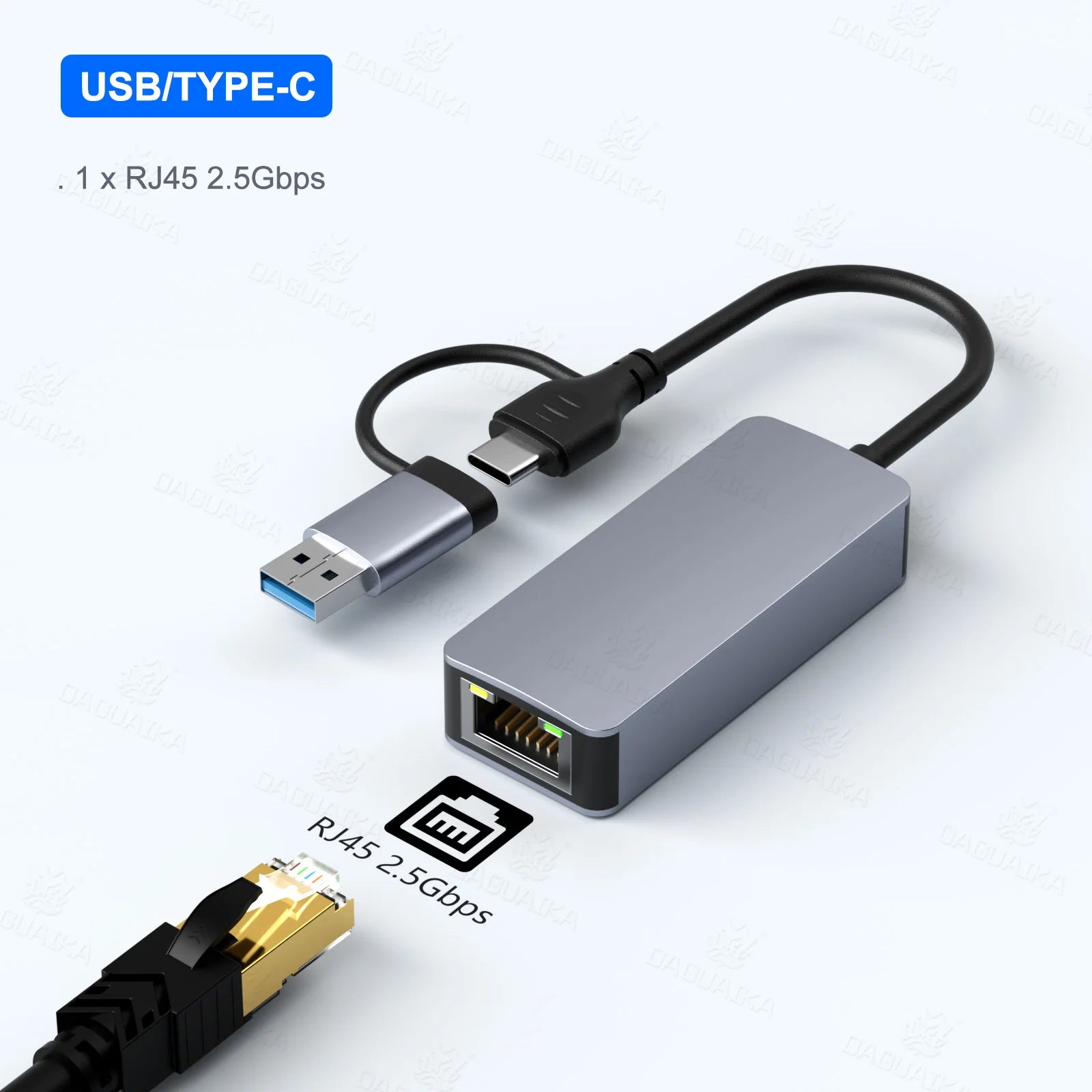 5000Mbps USB Network Card 5Gbps High Speed Wired Adapter USB3.0 Type-C to RJ45 Ethernet Converter HUB For MacBook Notebook PC