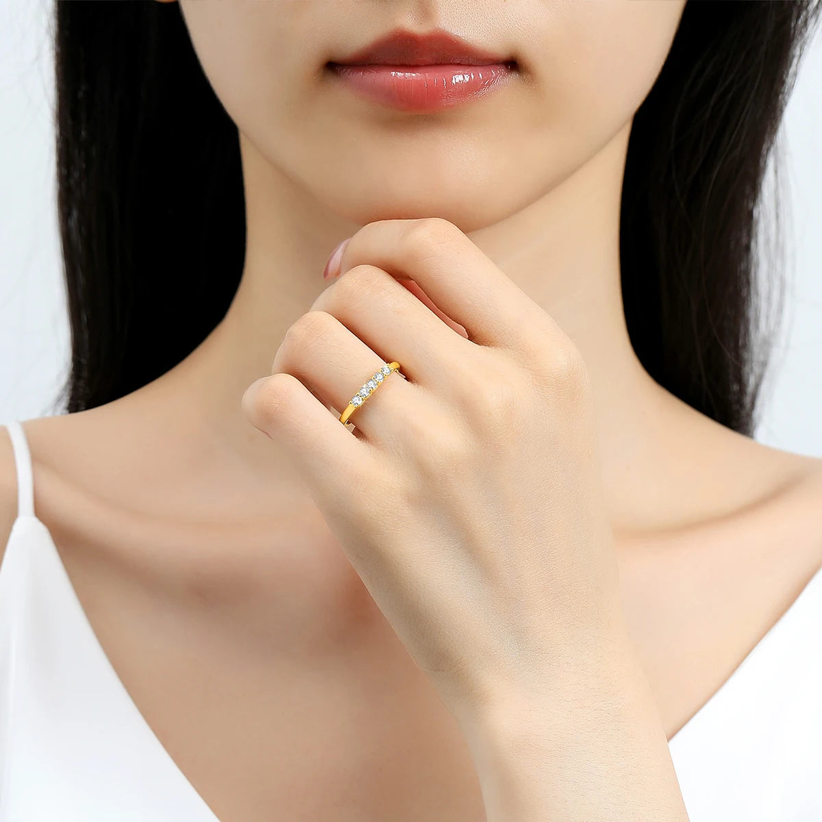 100% Real 14k Gold Ring Wedding Band Moissanite Diamond Promise K Gold Gifts For Women High Quality Luxury Engagement Jewelry