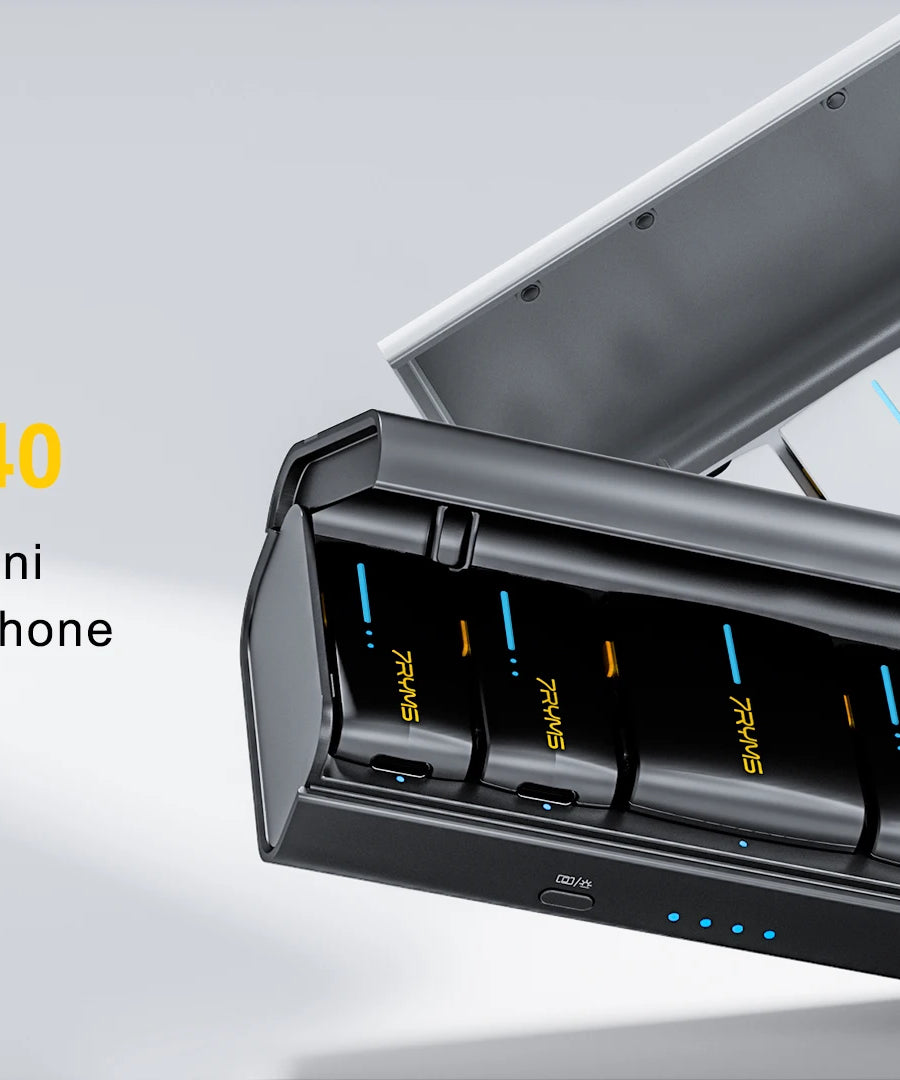 7Ryms iRay DW40 Wireless Lavalier Microphone with 4 Transmitters,48kHz/24bit Recording,AI Denoise for Camera,SmartPhone and PC