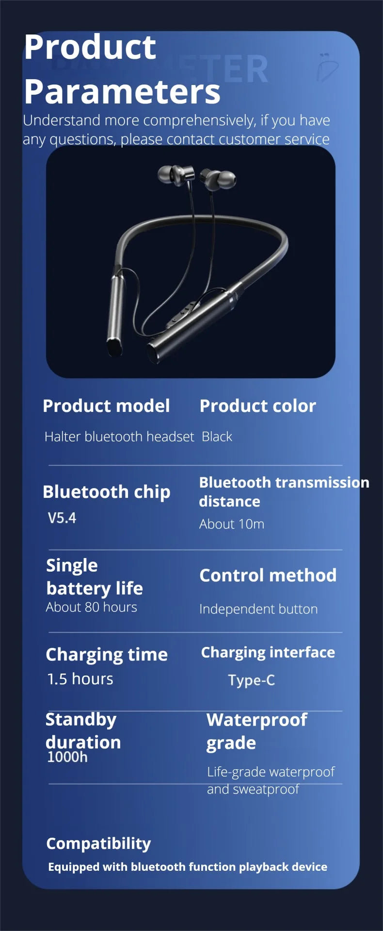 EARDECO 80 Hours Bass 5.4 Bluetooth Headphone Sport Wireless Headphones In-ear Outdoor  waterproof headset Noise Reduction