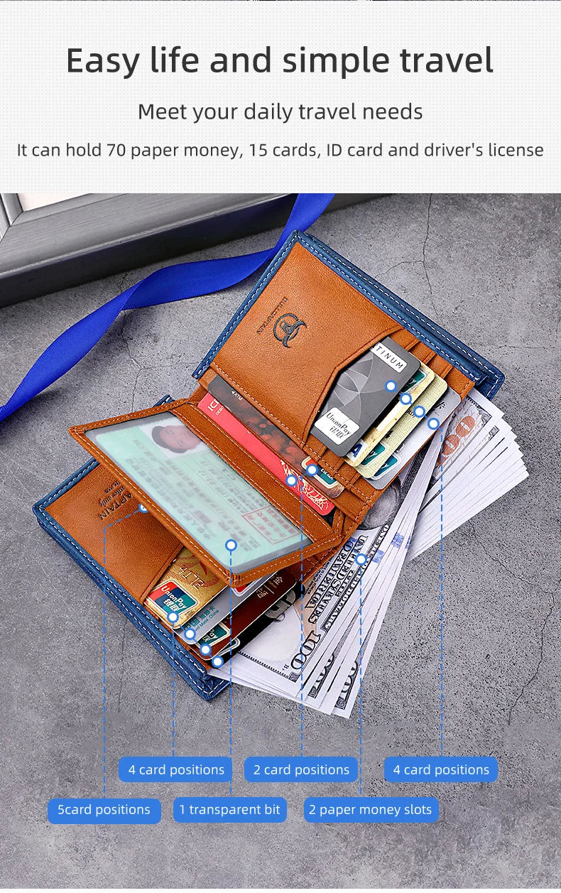 BULLCAPTAIN New 100% Leather Men's Wallet High Quality Product Leather Men's Wallet Multifunctional Card Slot Short Wallet QB017