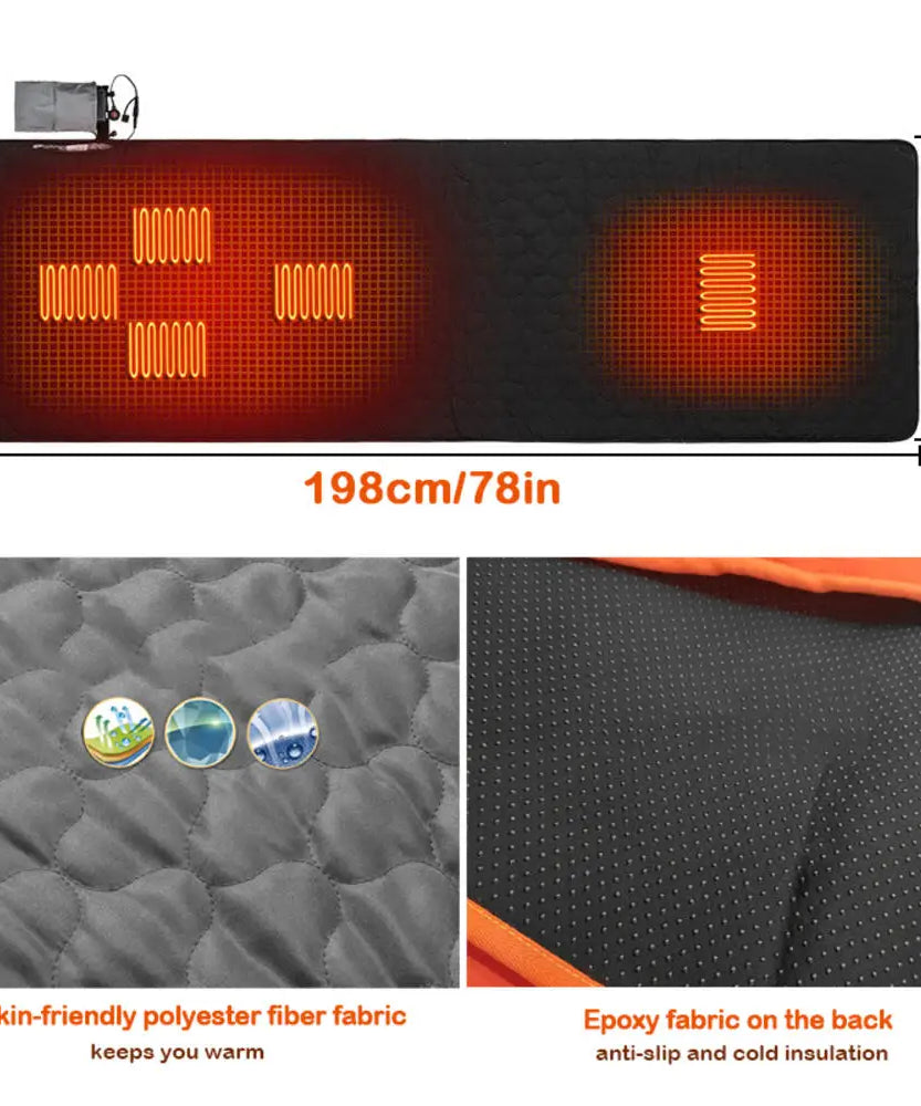 USB Heating Sleeping Mat,Outdoor Electric Heating Pads,3-Level Adjustable,Camping Tent Sleeping Mattress,Thermalpad Foot Warmer