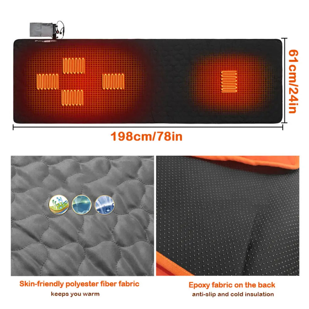 USB Heating Sleeping Mat,Outdoor Electric Heating Pads,3-Level Adjustable,Camping Tent Sleeping Mattress,Thermalpad Foot Warmer
