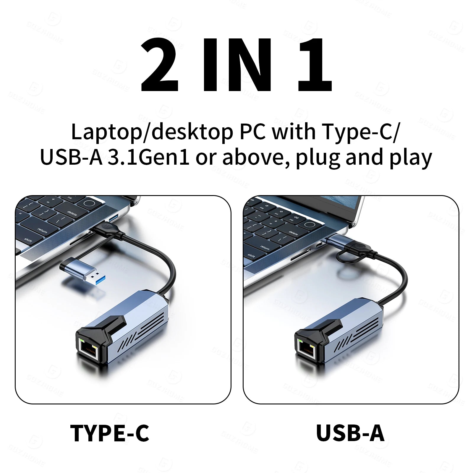 5000Mbps USB Network Card 5Gbps High Speed Wired Adapter USB3.0 Type-C to RJ45 Ethernet Converter HUB For MacBook Notebook PC
