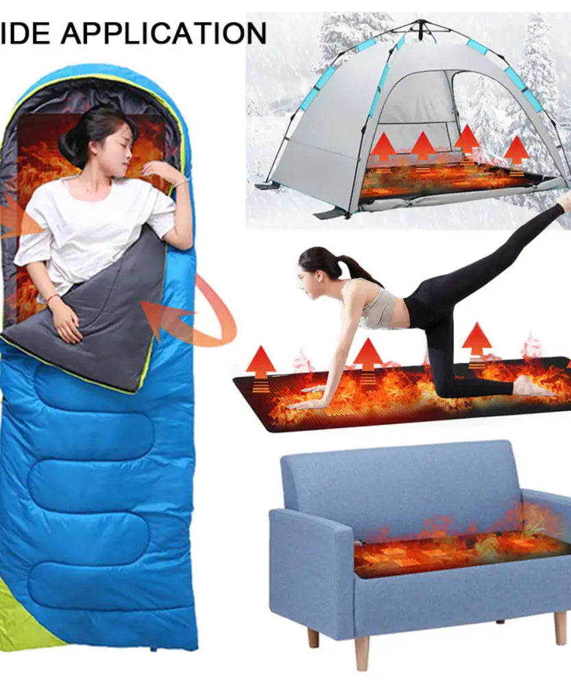 USB Heating Sleeping Mat,Outdoor Electric Heating Pads,3-Level Adjustable,Camping Tent Sleeping Mattress,Thermalpad Foot Warmer