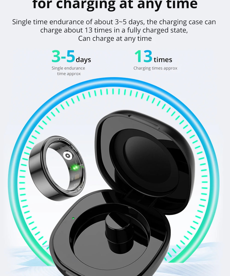 2024 COLMI R02 Smart Ring with Charging Case for Men Women, Battery Life, 39 Days, Health Monitor, 5ATM Waterproof