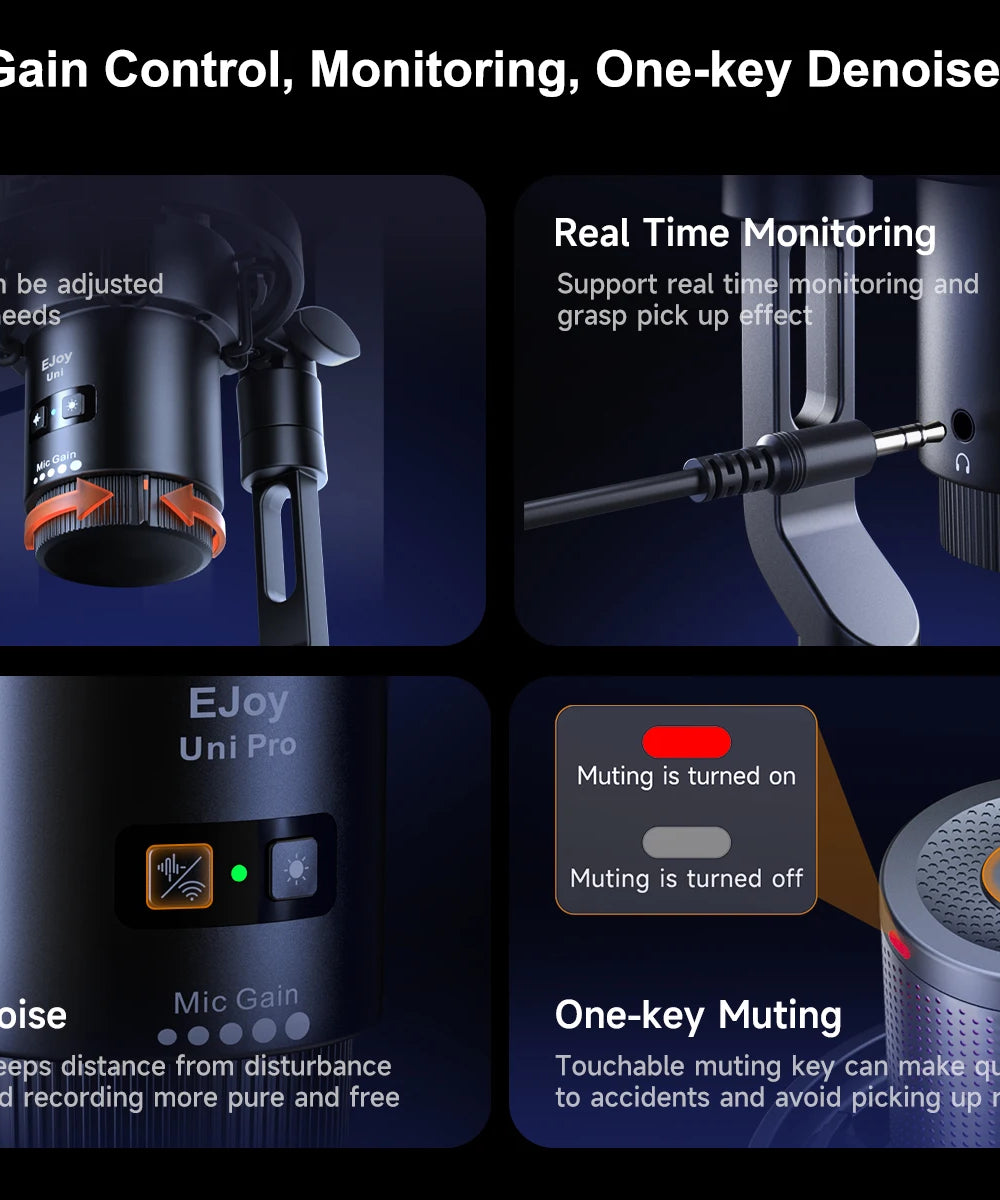 COMICA Uni Pro Wireless USB Gaming Microphone for PC Laptop Smartphone Noise Cancellation Condenser Mic with RGB Lights