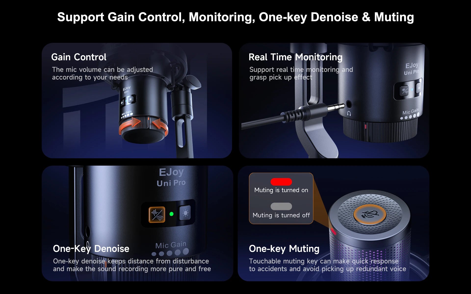 COMICA Uni Pro Wireless USB Gaming Microphone for PC Laptop Smartphone Noise Cancellation Condenser Mic with RGB Lights