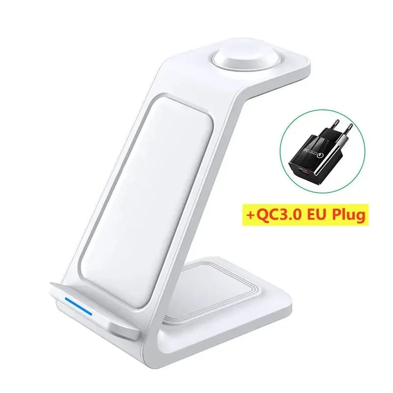 3 In 1 Wireless Charger Stand 30W Fast Charging Station for iPhone 16 15 14 13 12 11 iWatch 10/9/8/7 Ultra Airpods Phone Holder