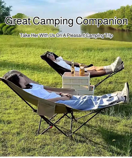 Portable Folding Chair Folding Recliner Curved Headrest Comfort Experience Easy Storage Lunch Foldable Recliner With Leg Rests