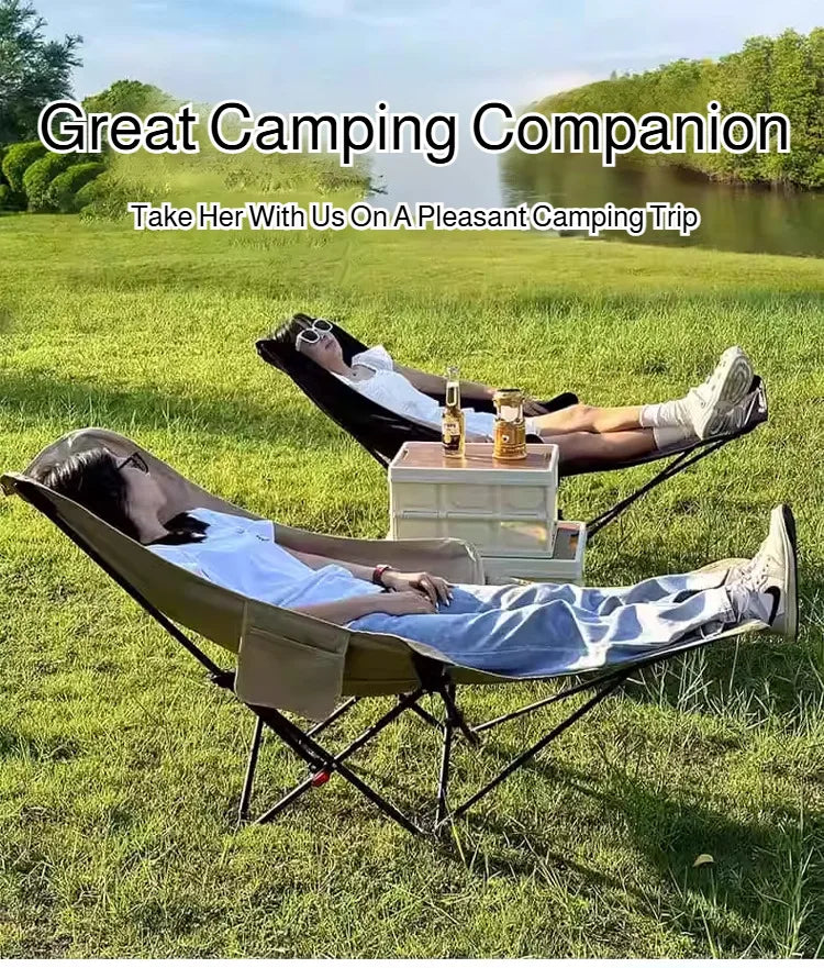 Portable Folding Chair Folding Recliner Curved Headrest Comfort Experience Easy Storage Lunch Foldable Recliner With Leg Rests