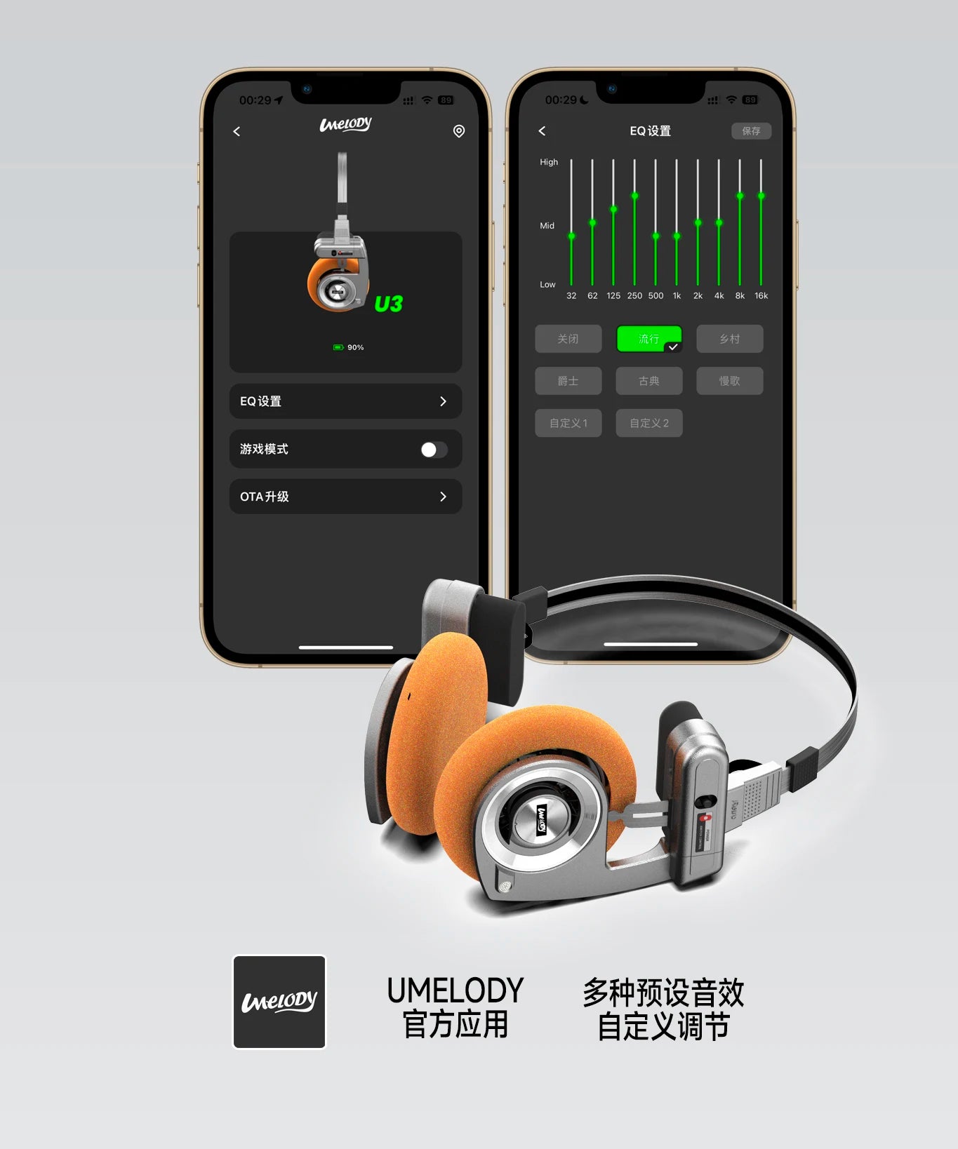 UMELODY U3 RETRO Headphones Wireless Bluetooth Headphones ON-Ear Headphones HIFI Wireless Foldable Noise Canceling Headphone