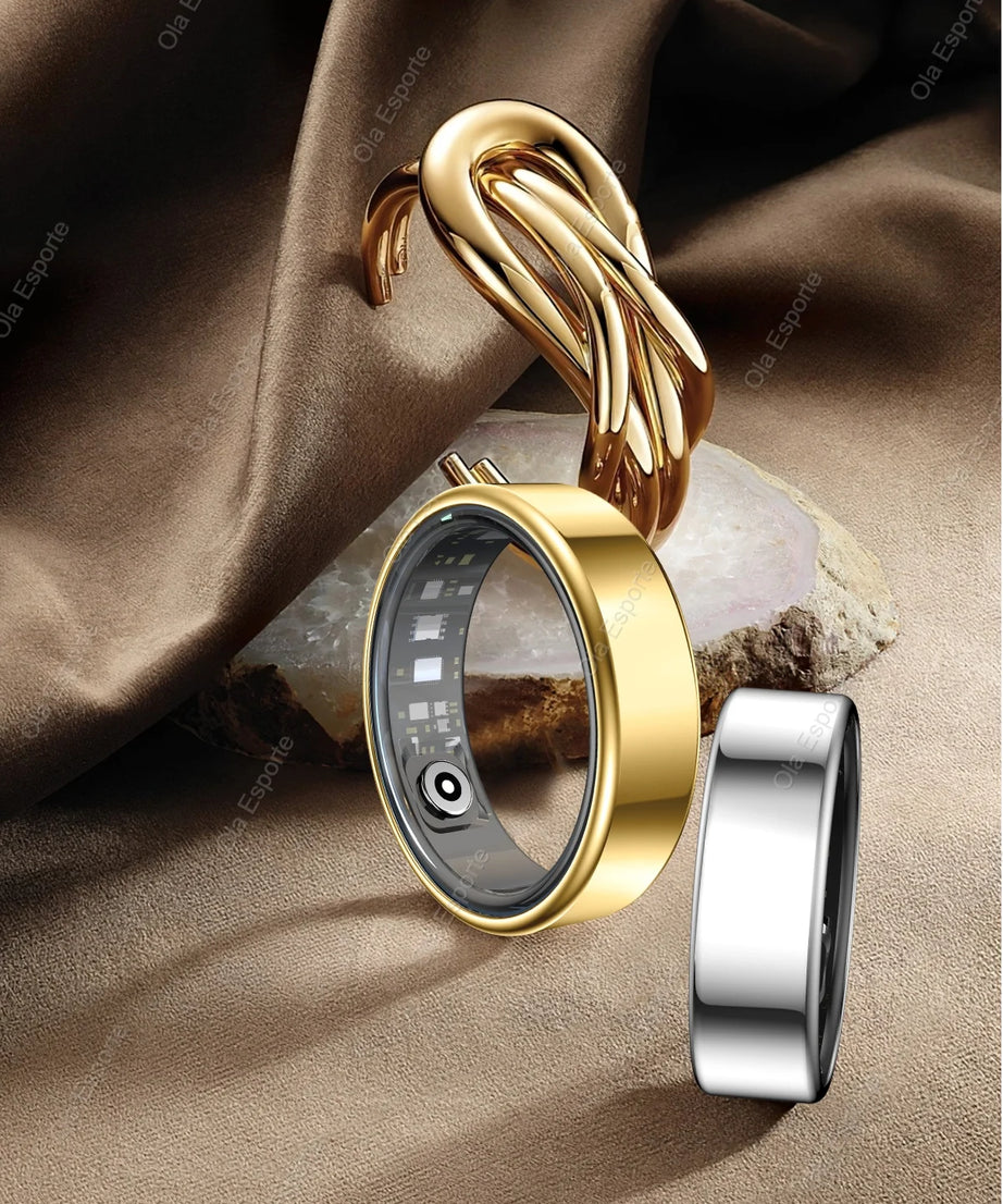 2025 New Smart Ring Men Women, Heart Rate Blood Oxygen and Sleep Monitor Smartring IP68 & 5ATM Waterproof, Multi-sport Mode Ring