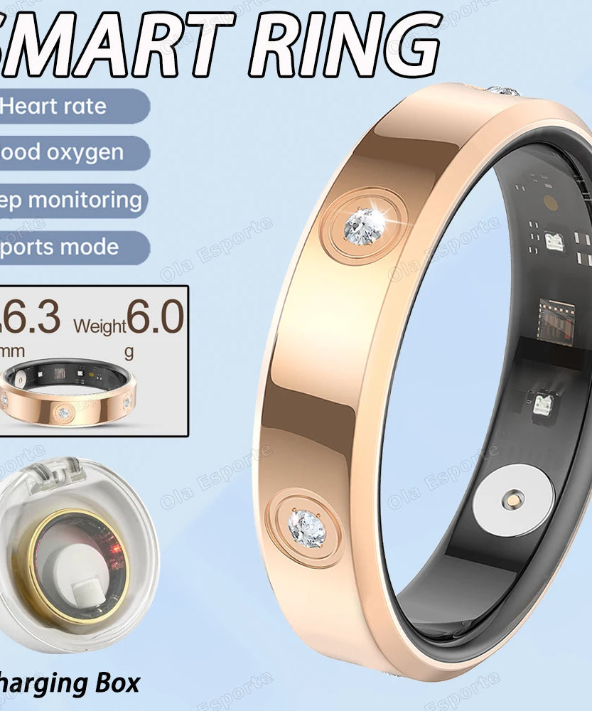 2025 Smart Ring Women Men Super narrow 6.3mm Heart Rate Health Stress measurement Monitor IP68 Waterproof Fashion Sports Rings