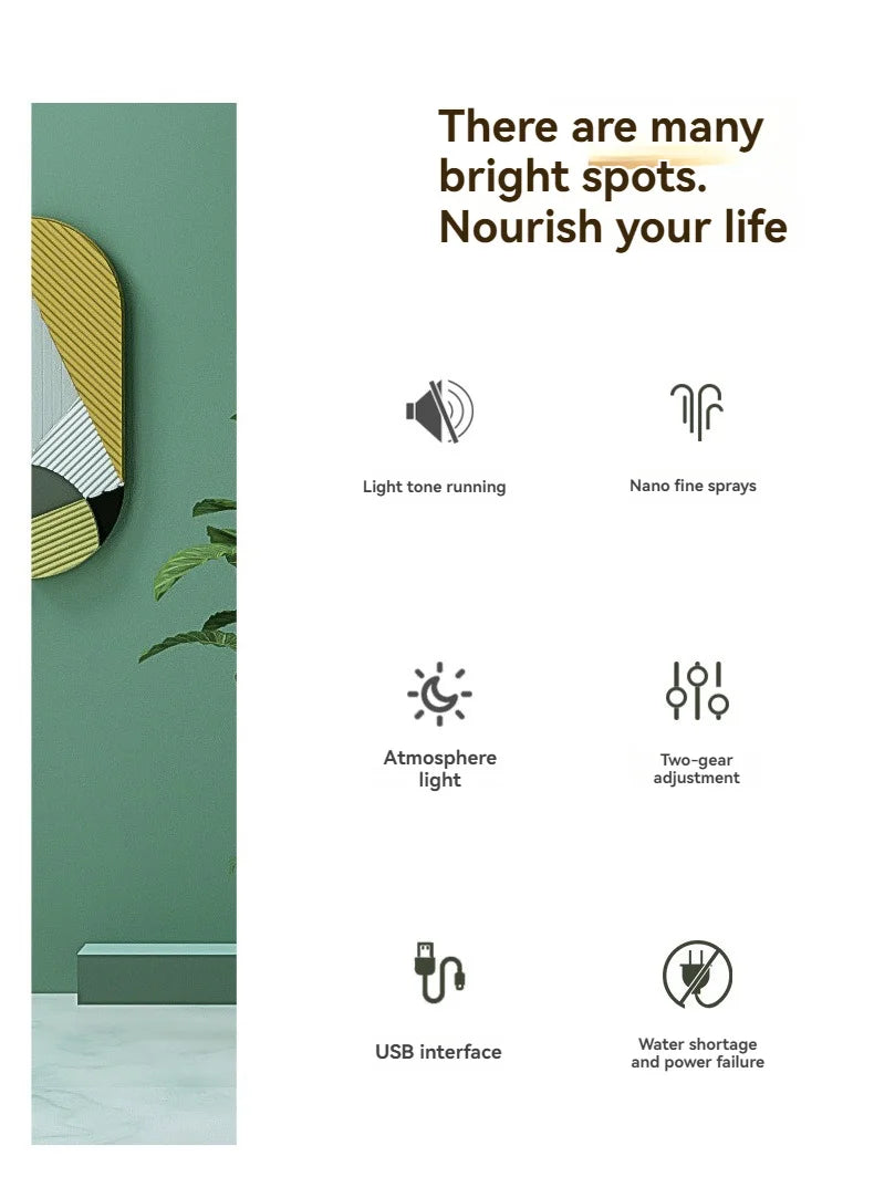 260ML Poratable Automatic Humidifier DiffuserWithout Oil Mute Quite Humidier Car USB For Home HouseWith Light Mini Humidifier