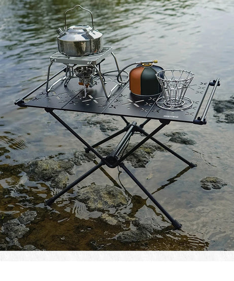 WESTTUNE Camping Folding Table Portable Aluminum Alloy Lightweight Table with Accessories Multifunctional Outdoor Table