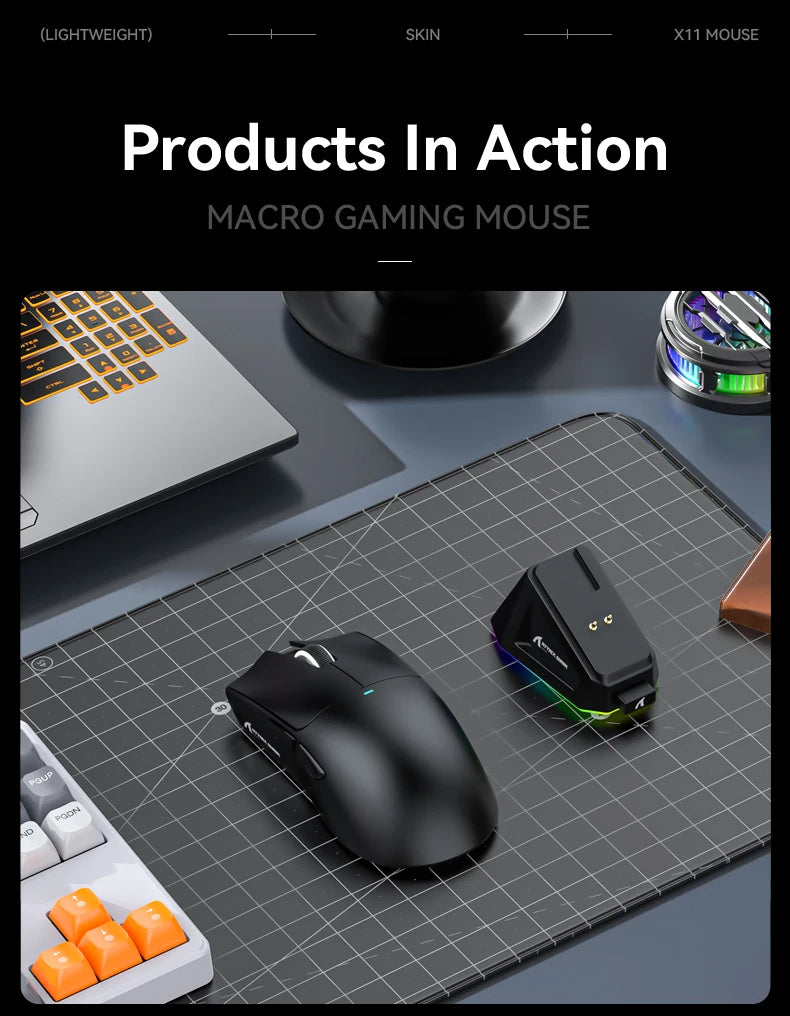 Attack Shark X11 Wireless Mouse,Bluetooth/2.4G/wired Tri-Mode Mouse ,PAW3311 RGB Magnetic charging dock Gaming Mouse