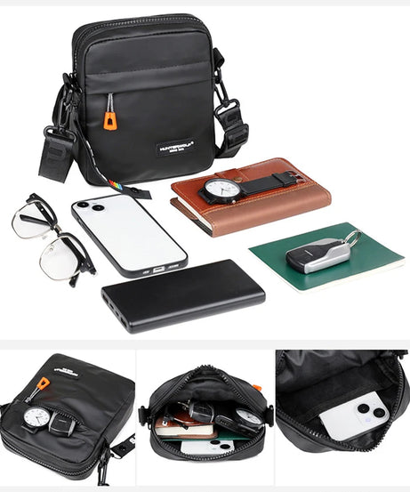 Simple Mini Men Crossbody Bag For Phone Side Bag Casual Waterproof PU Leather Shoulder Bag Business Small Messenger Sling Bags