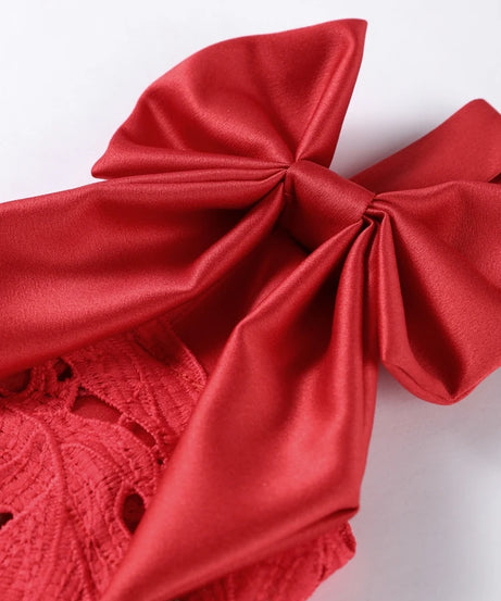 Lace Crochet Bow Slip Dress Hollow Out Slim Fit Club Party Gown Robes Sexy Backless Women Vacation Beach Suspender Long Dresses