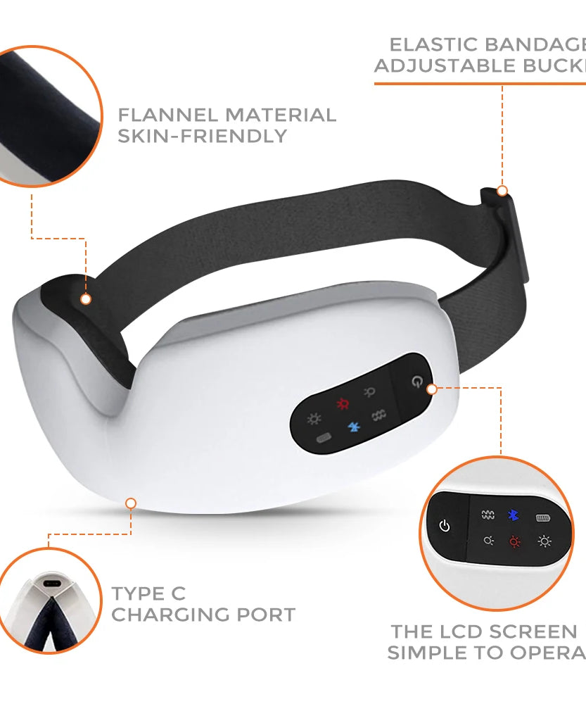 Eye Massager with Heat Smart Eye Care Device with Music for Migraines Relax Reduce Eye Strain Dark Circles Eye Bag Improve Sleep