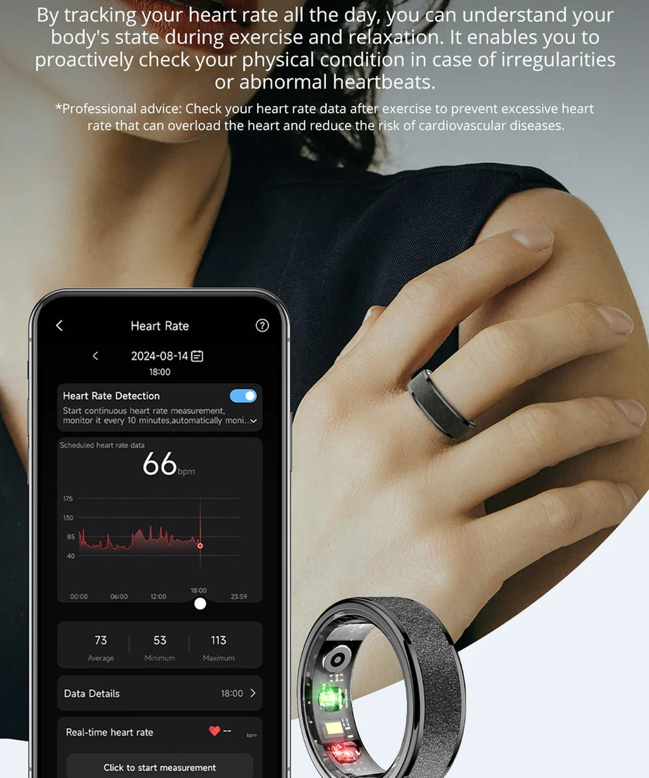 COLMI R10 Smart Ring with Charging Case for Men Women, Health and Sleep Monitor, 5ATM Waterproof, Multi-sport Mode