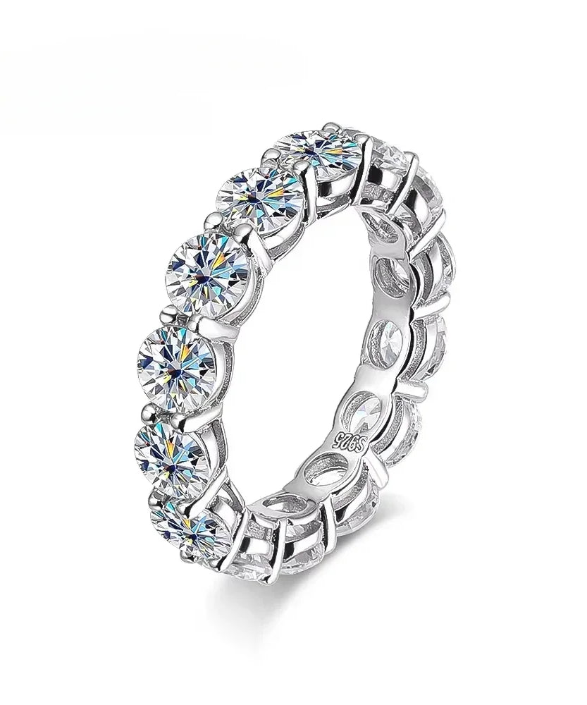 FEOBUR 7ct 5mm D Color Moissanite Ring with Certificate Women S925 Sterling Silver Full Diamond Wedding Eternity Band Jewelry