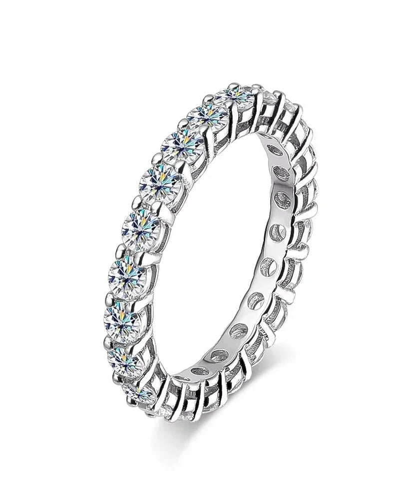 FEOBUR 7ct 5mm D Color Moissanite Ring with Certificate Women S925 Sterling Silver Full Diamond Wedding Eternity Band Jewelry