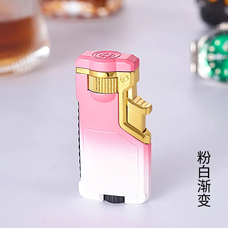 Dropshipping VIP Link Creative Three-color Flame Metal Gradient Inflatable Lighter Flame Switching Cool Windproof Torch Lighter