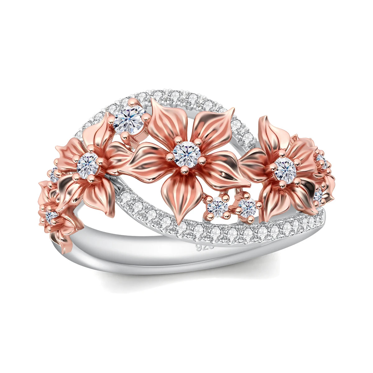 Unique Trending Flower Moissanite Ring With Certificate Luxury Wedding Band For Women Enagement Party Jewelry Accessories Sale