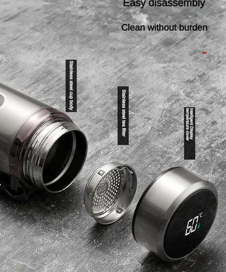 800ML-1L Stainless Steel Thermos Bottle 304 Tea Bottle Car Vacuum Bottle with LED Temperature Display Portable Drinking Cup