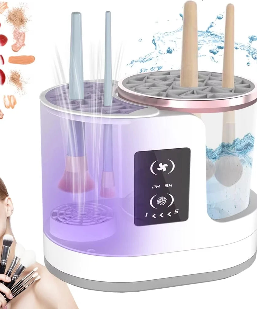 3 IN 1 Electric Makeup Brush Cleaner Machine With Makeup Brush Dryer-Holder-Portable Automatic USB Cosmetic Brushes Cleaner Tool