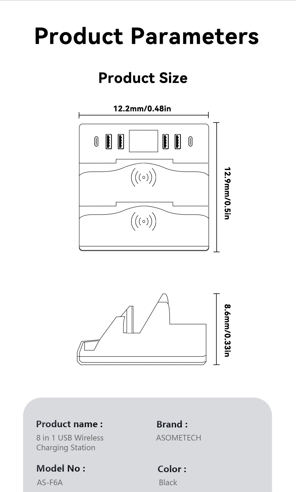110W 6 Port USB Charger Station Dual Fast Wireless Charging Type C QC3.0 PD3.0 65W Quick Charge For iPhone Xiaomi Samsung Laptop