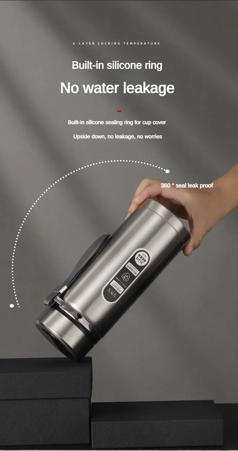 800ML-1L Stainless Steel Thermos Bottle 304 Tea Bottle Car Vacuum Bottle with LED Temperature Display Portable Drinking Cup