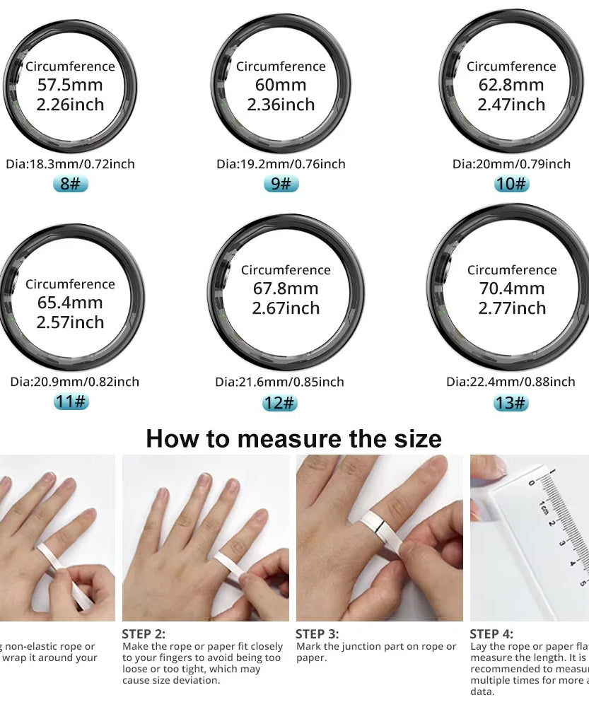 R09 Smart Ring Men Women with Charging Case,Heart Rate Blood Oxygen,Skin Temperature Monitor,5ATM Waterproof For Android iOS