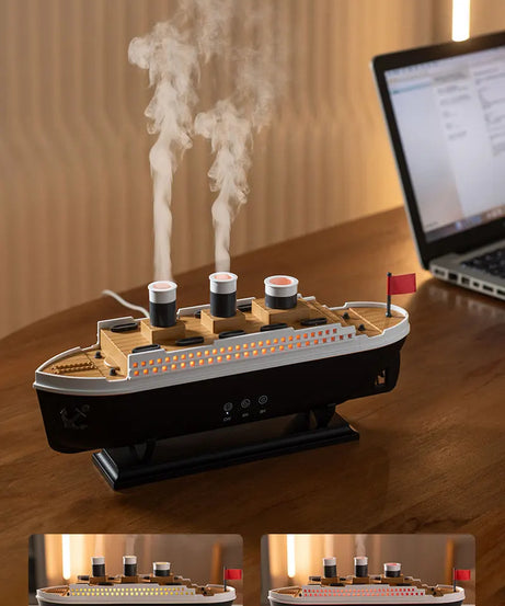 250ml Titanic Ship Model Decoration Air Humidifier Essential Oil Diffuser Jellyfish Smoke Ring Spray Aroma Diffuser For Home