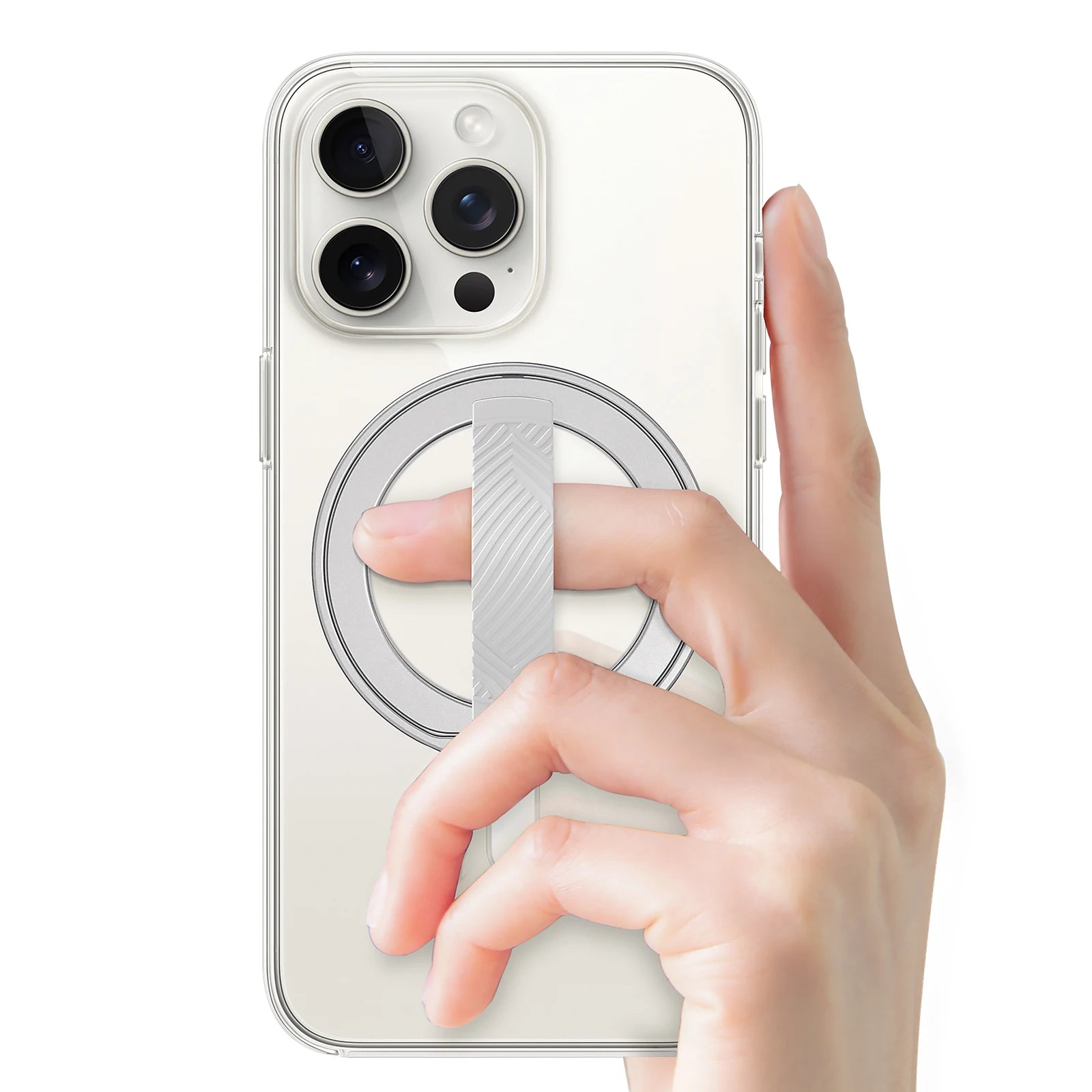 EWA Magnetic Phone Grip and Stand with Silicone Finger Strap for Magsafe Ring Holder Only for iPhone 13 12 Pro/Pro Max/Mini