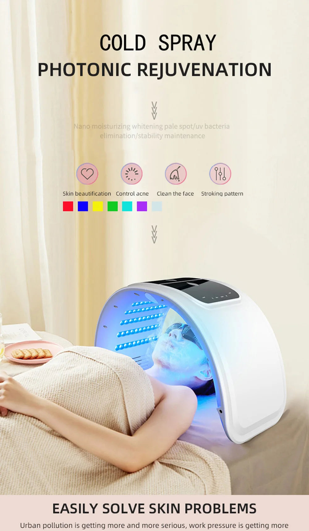 7 Colors LED Face Mask PDT Equipment SPA Facial Spray Device Skin Rejuvenation Light Facial Body Beauty Machines For Skin Care