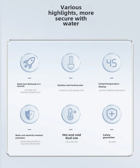 3000W Instant Hot Water Heater Faucet Electric Tankless for Kitchen Fast Heating Tap with Temperature Display