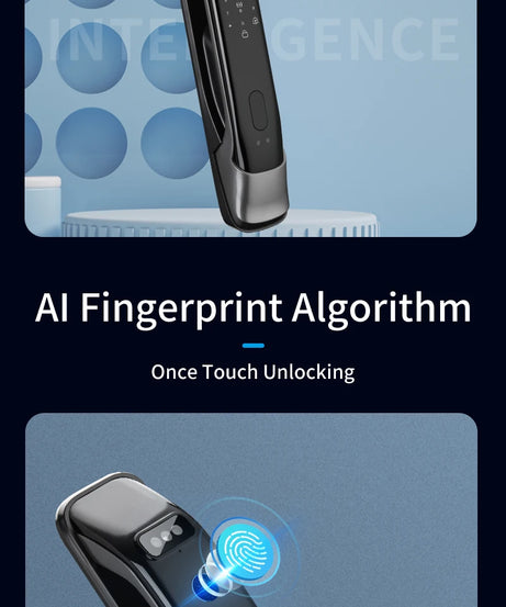 3D Real-time Intercom Face Recognition Digital Door Lock With Camera FIngerprint Password Unlock Keyless Electronic Door Lock