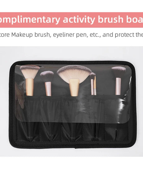 Lighted Makeup Case with Mirror - Portable Travel Makeup Organizer with LED Mirror, 3 Light Settings, Rechargeable Makeup Bag w